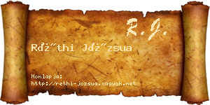 Réthi Józsua névjegykártya